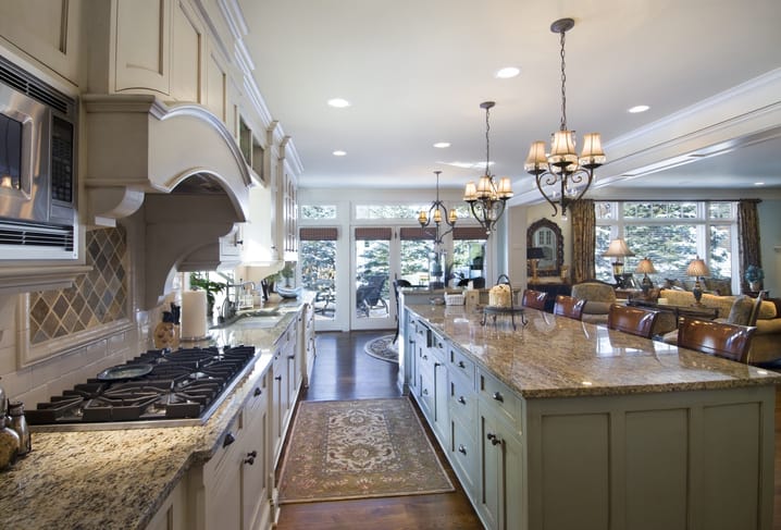 Area rug in kitchen