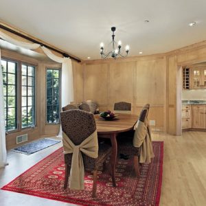 Bokhara rug in traditional dining room