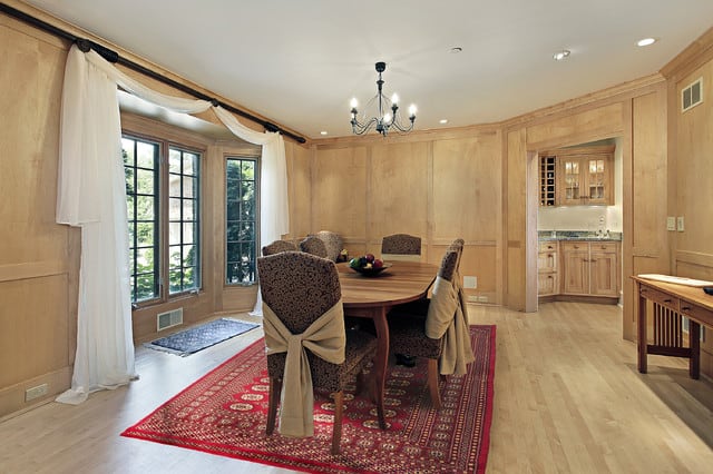 Bokhara rug in traditional dining room