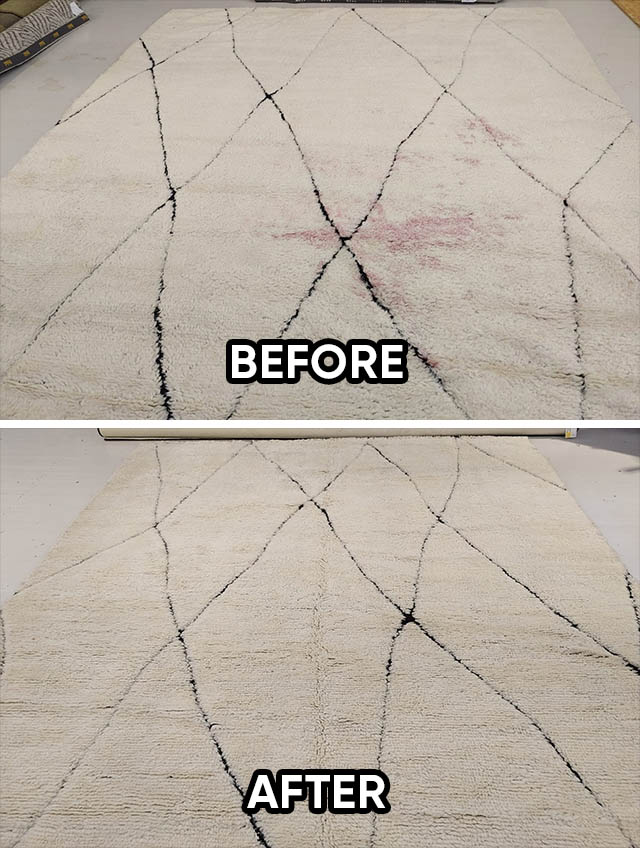 Moroccan Rug Stain Removal Before and After