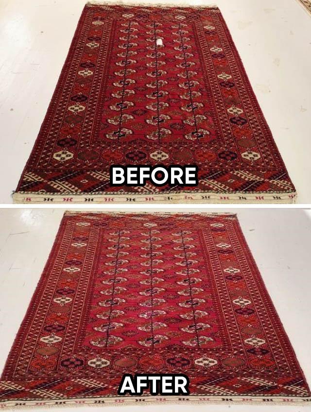 Russian Rug Hole Repair Before and After